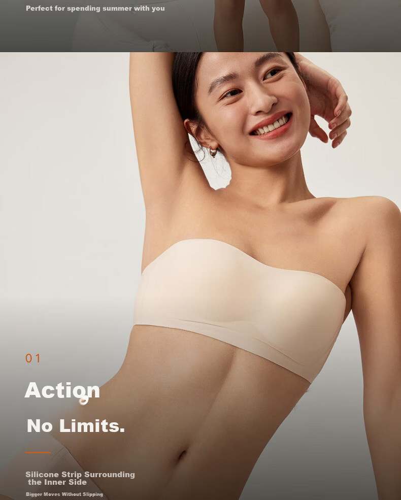 NEIWAI Orange Label Zero-Worry Strapless Non-Slip Wireless Fixed Cup Bra Breathable Detachable Straps Women's Underwear 2