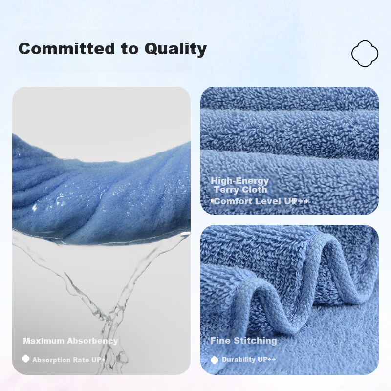 Grace 10A Antibacterial Xinjiang Long-Staple Cotton Towels 2-Pack Thick Soft Pure Cotton Face Towels Absorbent Sports Washcloths