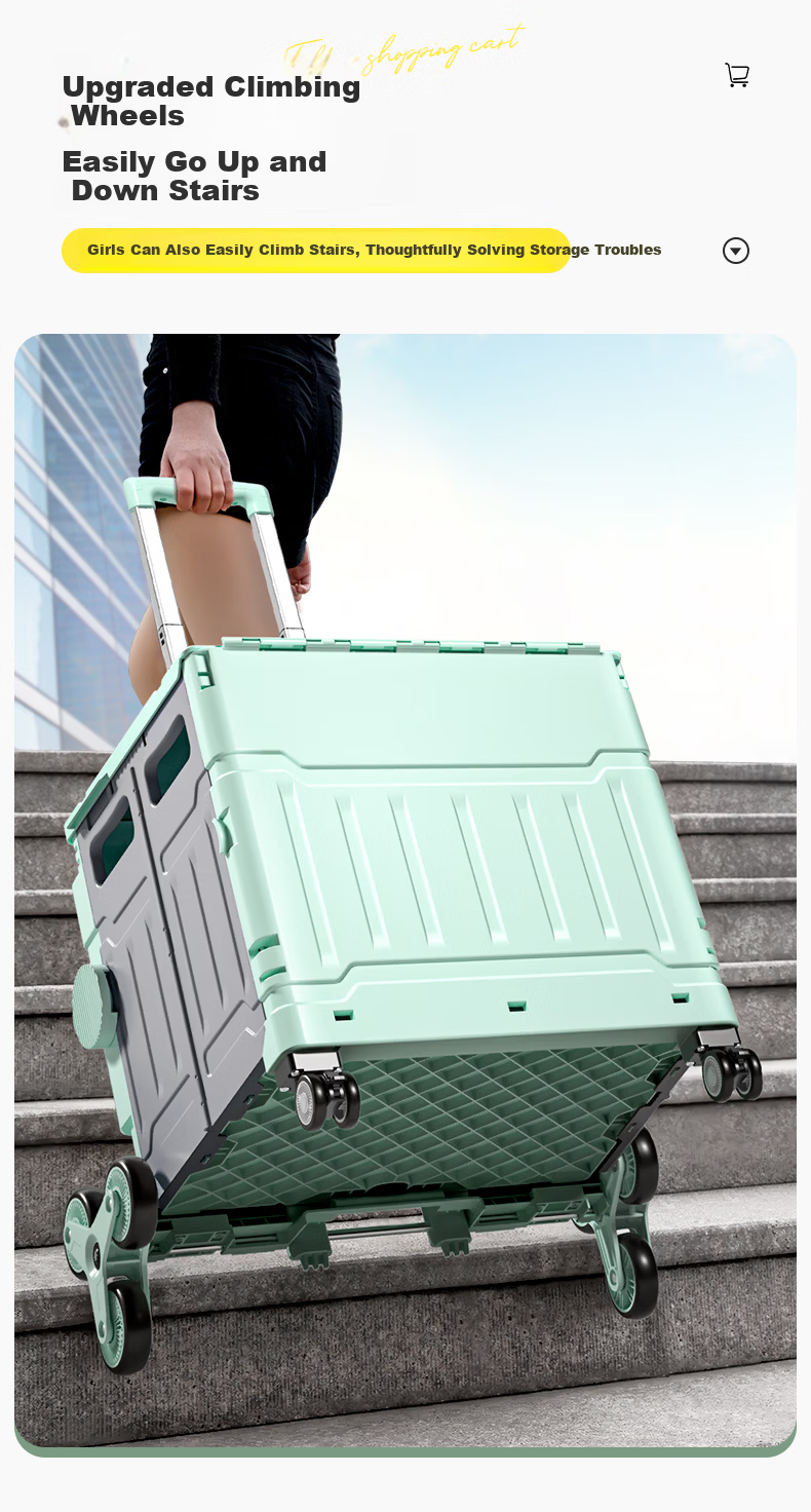 Younai Foldable Portable Grocery Cart 8-Wheel Heavy-Duty Stair-Climbing Shopping Trolley 2