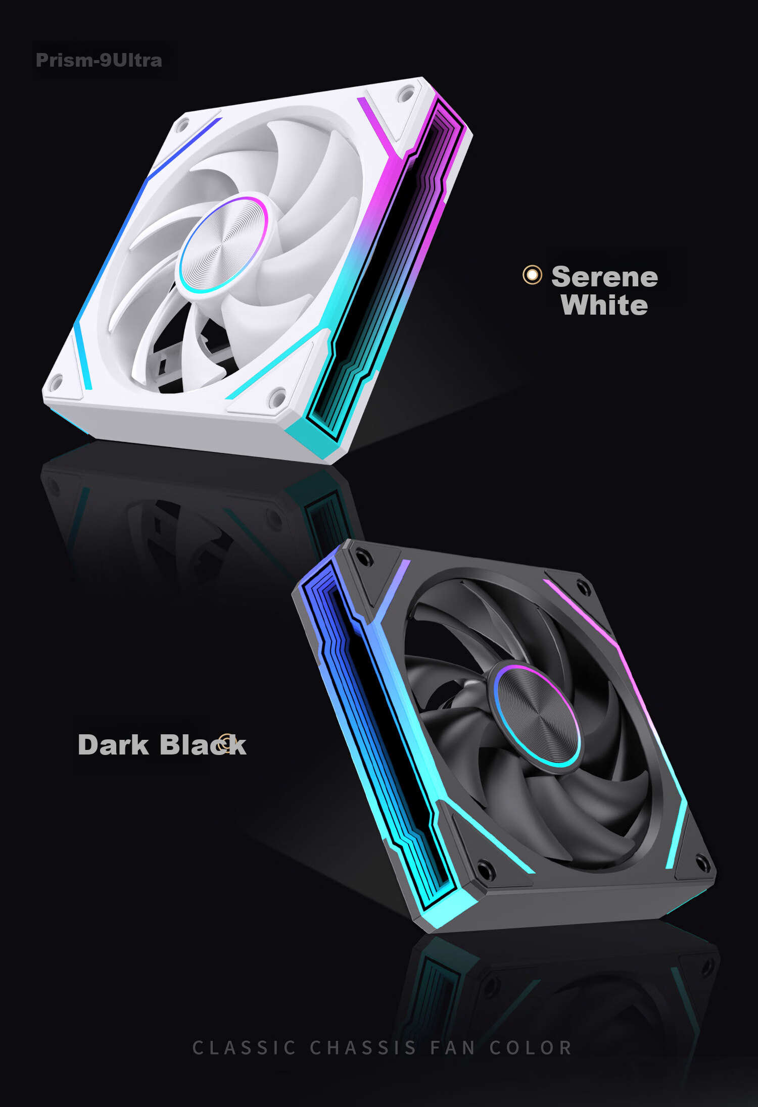 Rayleigh Prism 9 Ultra Desktop PC Case Cooler 12CM Black Fan True Blade Sync ARGB High Airflow CPU Water Cooling Smart Temperature Control PWM Silent 5