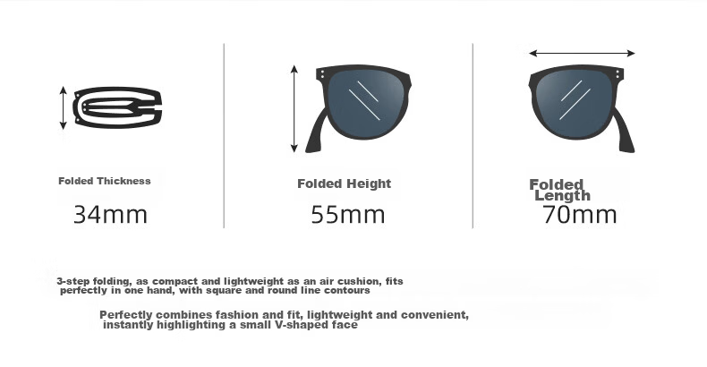 CAXMAN Foldable GM Sunglasses Unisex Nylon HD UV Protection Lightweight Fashion Eyewear 6