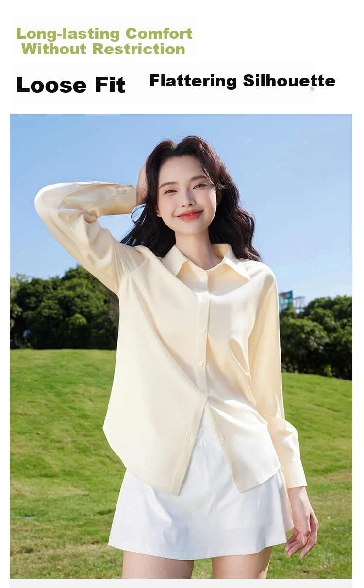 Baleno S&K Women's Cooling Long Sleeve Shirt Summer 2026 New Wrinkle-Resistant Ice Silk UPF50+ Sun Protection Loose Casual Jacket K 8