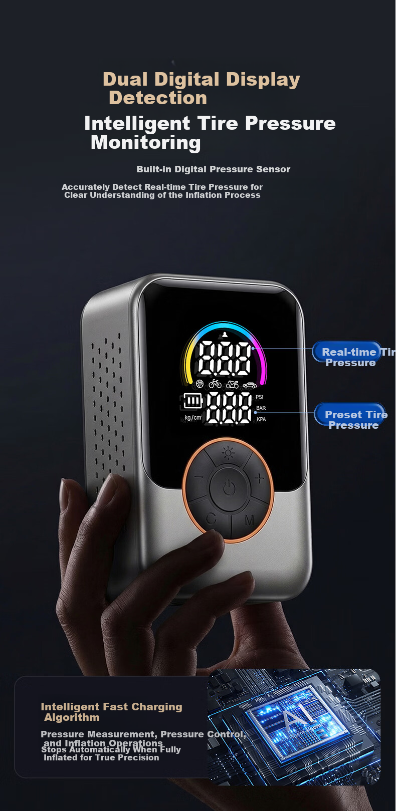 LINGCHEN Car Air Inflator Electric Tire Pump Wireless High-Pressure Tire Pressure Gauge for Xiaomi SU7 7