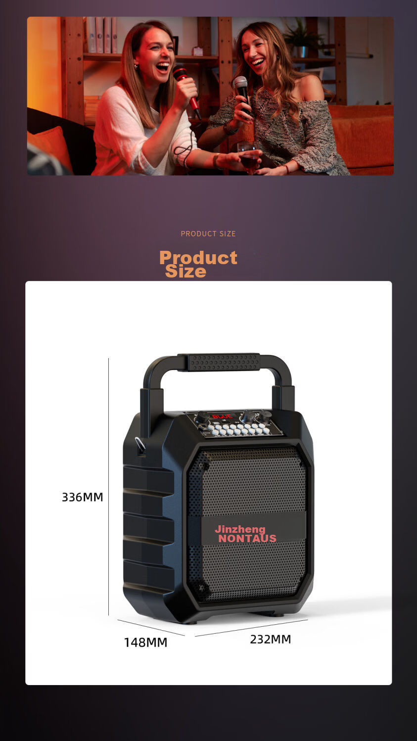 Jinzheng M171 Outdoor Bluetooth Speaker Portable High Volume Square Dance Amplifier All-in-One Home KTV Singing Small Karaoke Microphone Without Mic 16