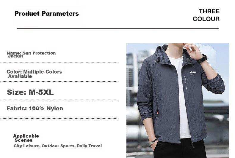 JEEP SPIRIT Men's Summer Ice Silk Breathable UV Protection Sun Jacket 2328 Dark Gray 4XL 6