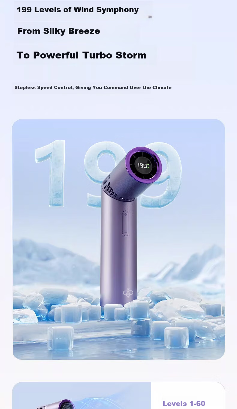 PolarBees High-Speed Handheld Mini Folding Neck Fan Long Battery Life Portable Desktop Cooling Fan Outdoor Office Student Gift for Birthday 520 15