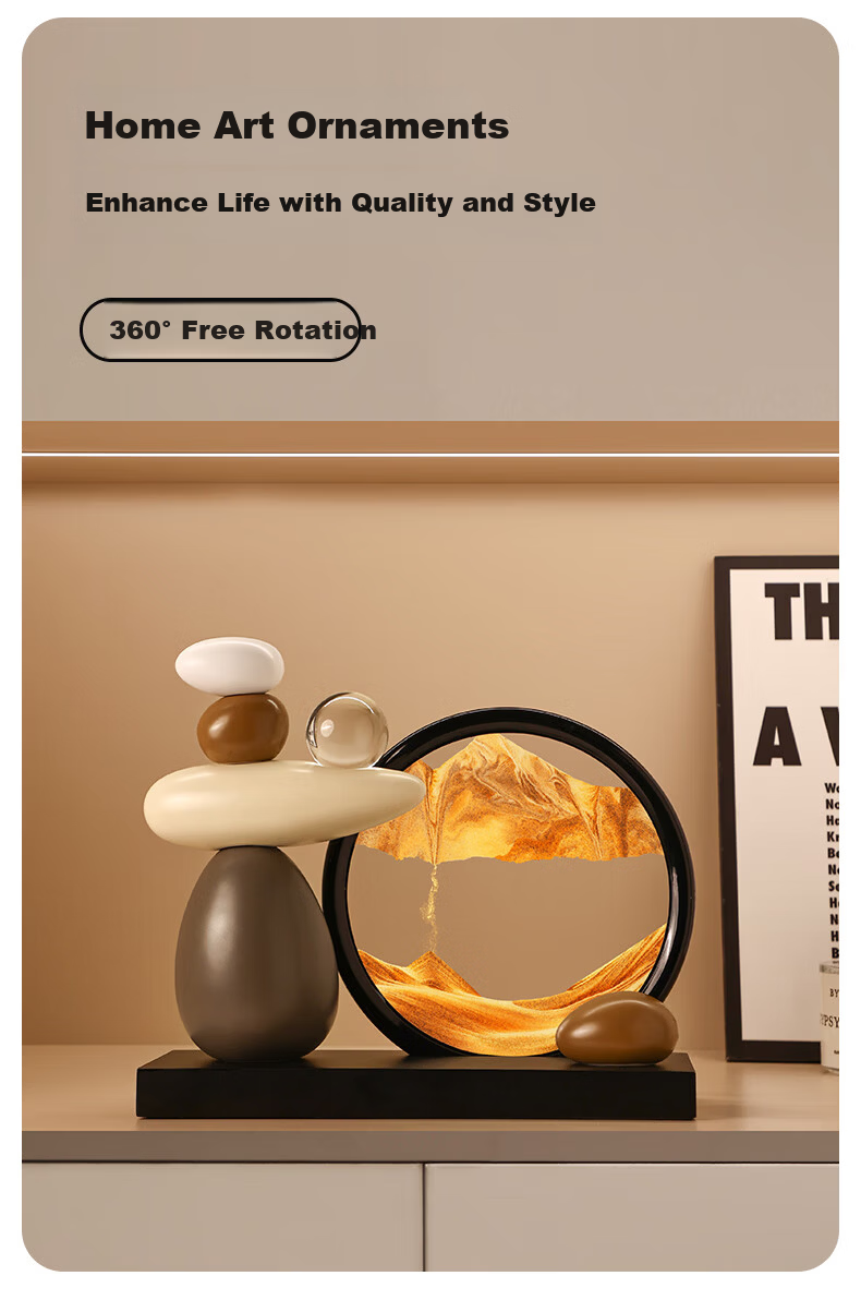 BHM Fortune Flowing Sand Painting Ornament Luxury High-End Living Room TV Cabinet Wine Cabinet Office Desktop Decoration 3