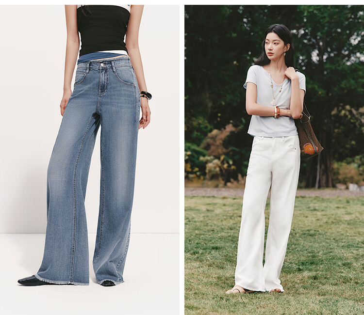 Semir Senrou Women's Summer Cool Antibacterial Loose Hemp Wide-Leg Jeans 2026 Trousers 109326124001 16