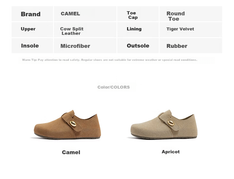 CAMEL Women's Comfortable Magic Tape Open Toe Birkenstock Style Slippers L26S700194 Apricot Size 35 6