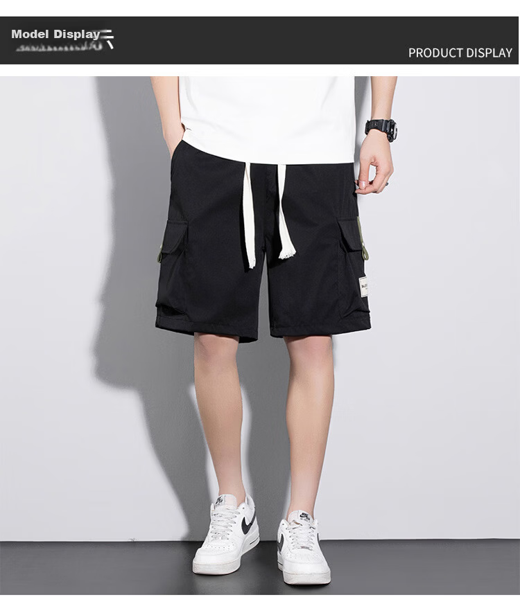 GLM Men's Summer Casual Cargo Shorts Loose Fit Trendy Five-Point Pants 15