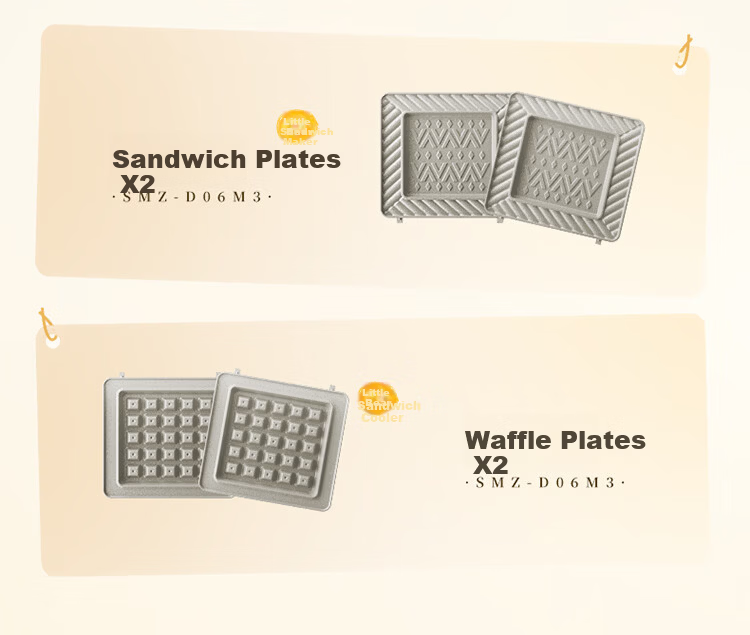 Bear Sandwich Maker Breakfast Machine Bread Toaster Hot Press Multifunctional Electric Griddle 0 Fluorine Titanium Ceramic Removable Baking Plate Thickened Edge Adjustable Thickness SMZ-D06M3 8