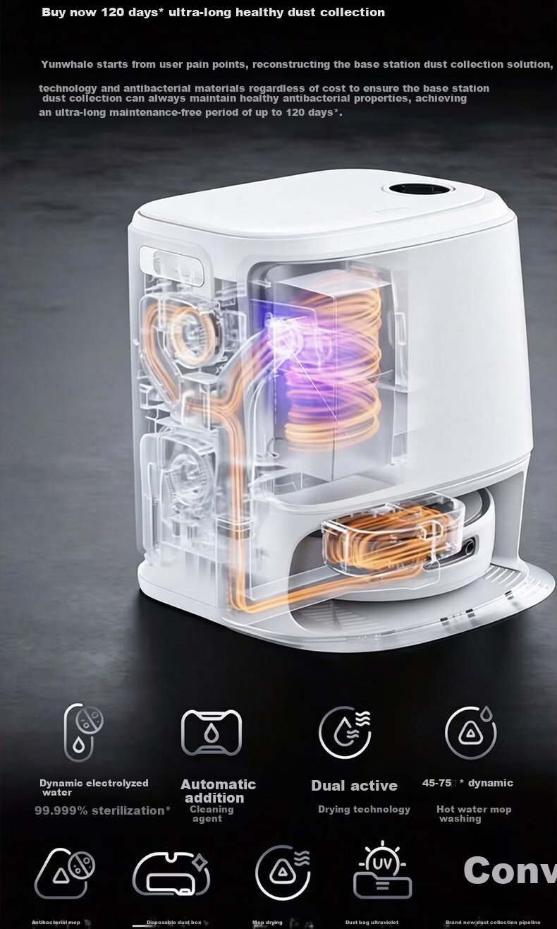Cloud Whale Xiaoyao 002Max Disc Version AI Water Tank White 25kPa Hot Water Wash High Suction Sweeping and Mopping Robot Automatic Dust Collection Fully Automatic Robot Vacuum Cleaner 15