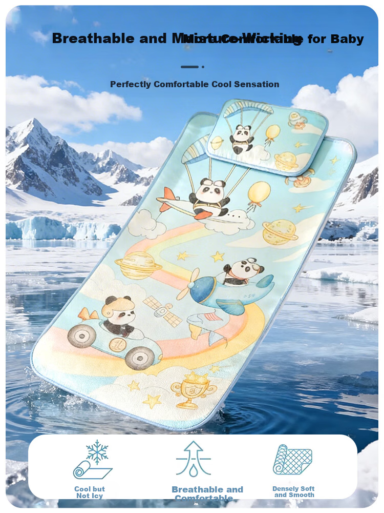 9i9 Baby Cooling Mat Infant Summer Cooling Pillow Buckwheat Husk Newborn Children's Ice Silk Breathable 2-Piece Set - Watermelon 4