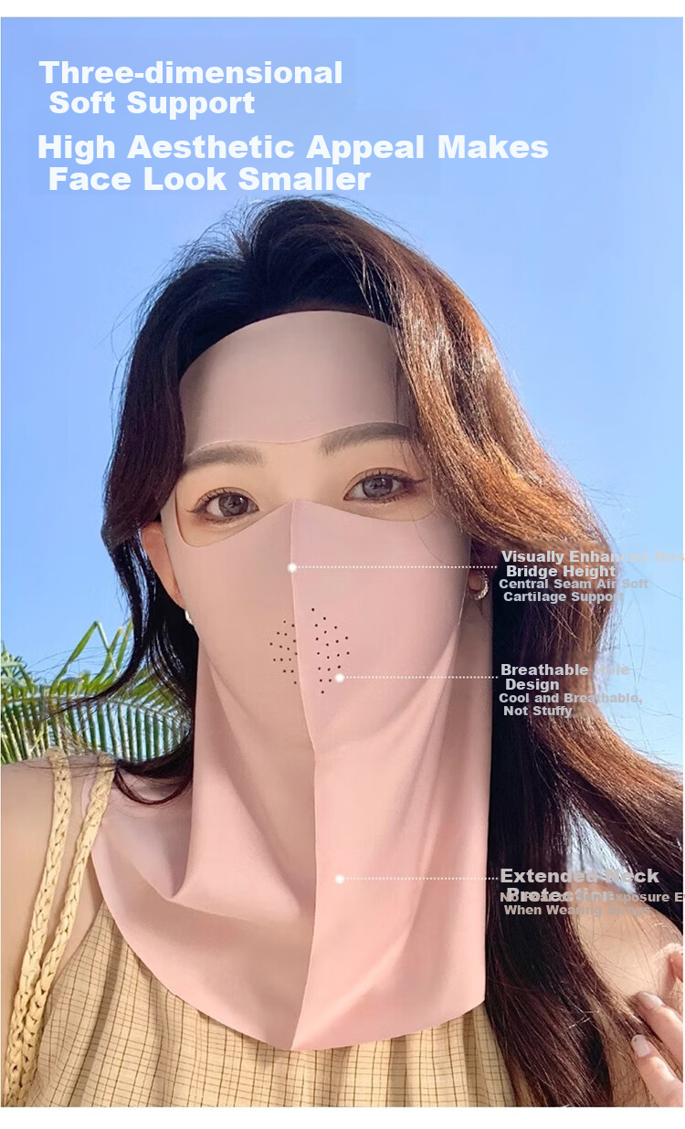 Dusenna Sunscreen Face Mask Unisex Ice Silk UV Protection 3D Sunshade Breathable Eye Protection for Running and Cycling 4