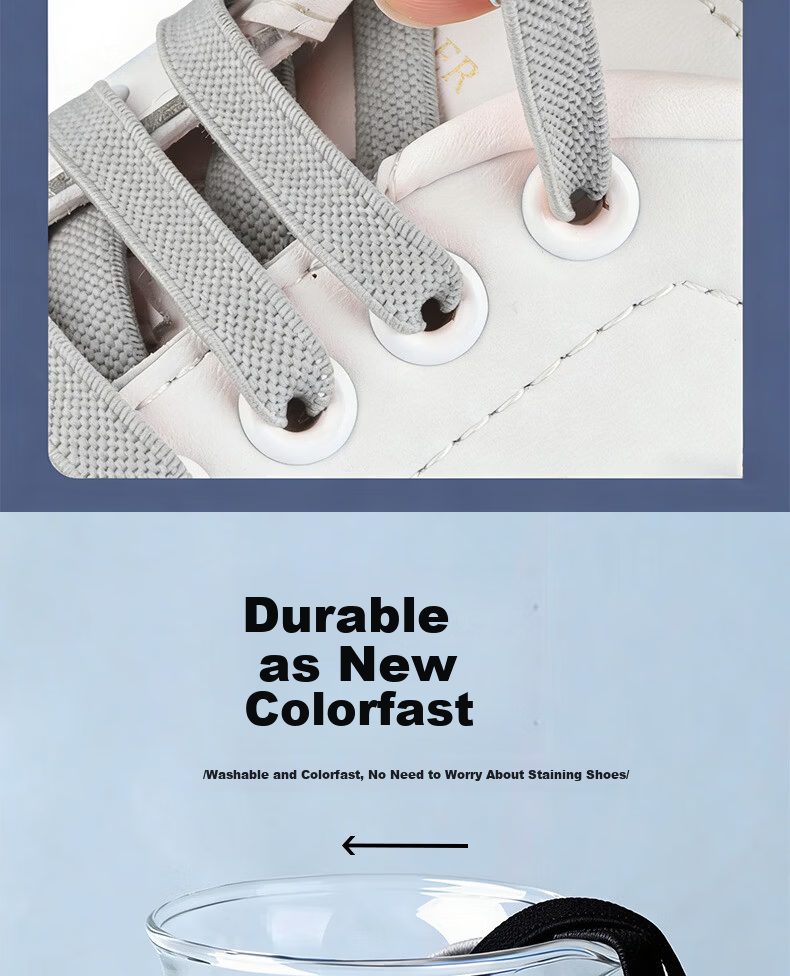 Huabaochi Lazy Shoelaces White Sneakers Slip-On Shoes Metal Buckle Flat Elastic Sports Shoes No-Tie Shoelace Gadget 7