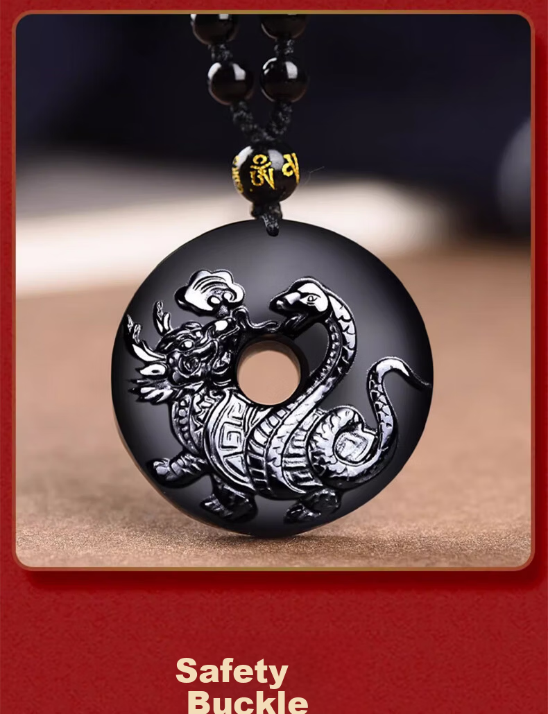 Li Juming Five Elements Water Deficiency Black Obsidian Xuanwu Pendant Northern Water God Snake Turtle Water Element Keychain Pendant Shui Ze Jie Gua 10