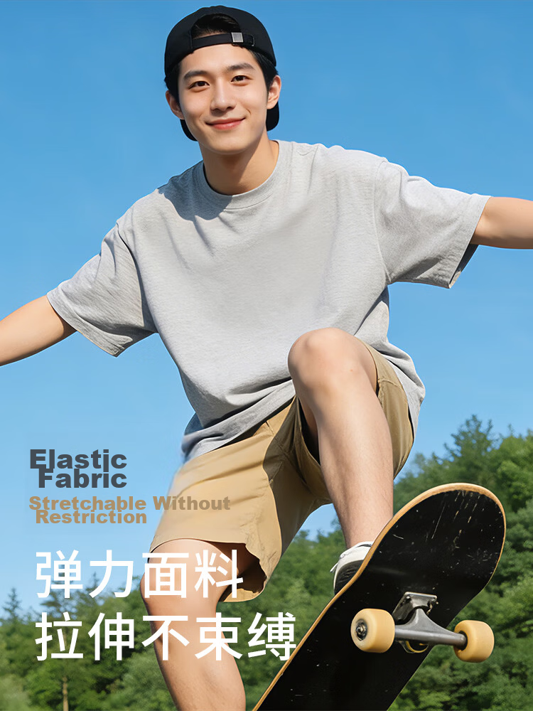 Nanjiren Men's Summer Heavyweight Pure Cotton Short Sleeve T-Shirt Basic Casual Solid Color Half Sleeve Top 9