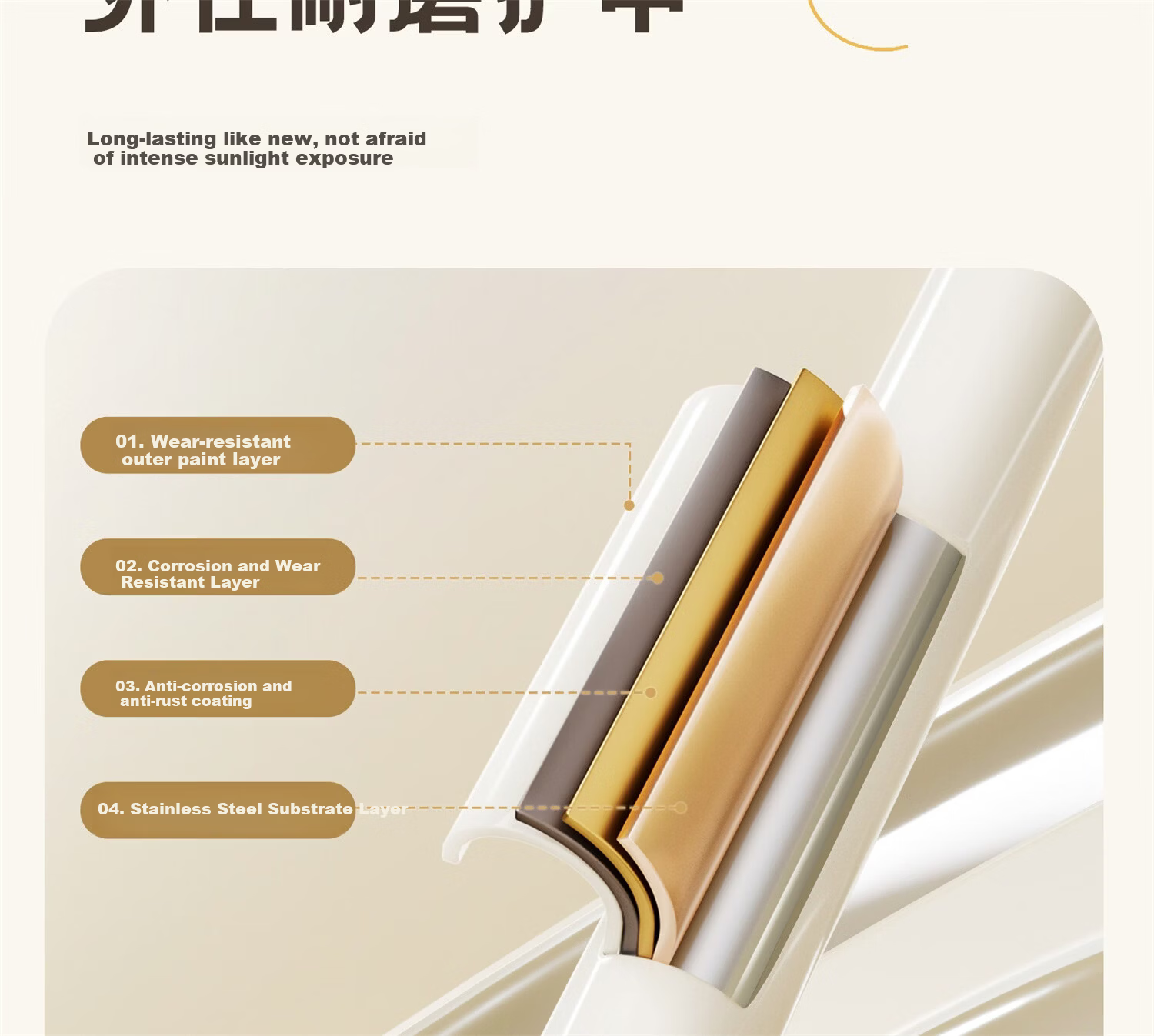 Submarine No-Drill Telescopic Clothes Drying Rod 304 Stainless Steel Shower Curtain Rod Balcony Clothes Hanger 50-80cm 6
