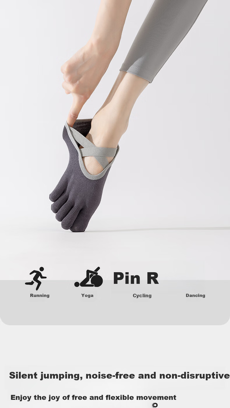 Free Style Five-Toe Yoga Socks for Women Summer Thin Professional Non-Slip Toe Separation Indoor Sports Pilates Dance No-Show Socks 4