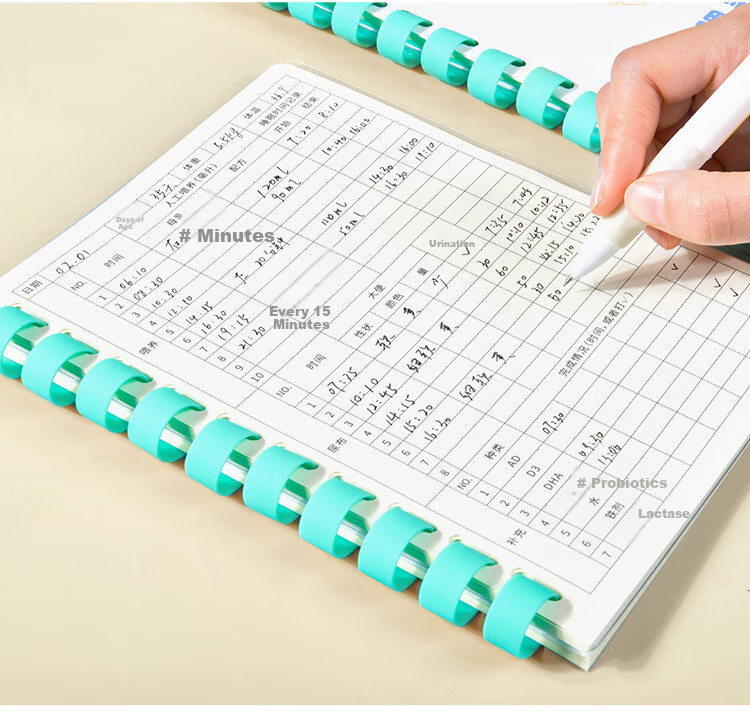 Dr. Dolly A5 Feeding Record Book Boy Baby Nursing Diary Infant Breastfeeding Log Newborn Growth Manual Milk Intake Notebook Soft Spiral 50 Sheets 14