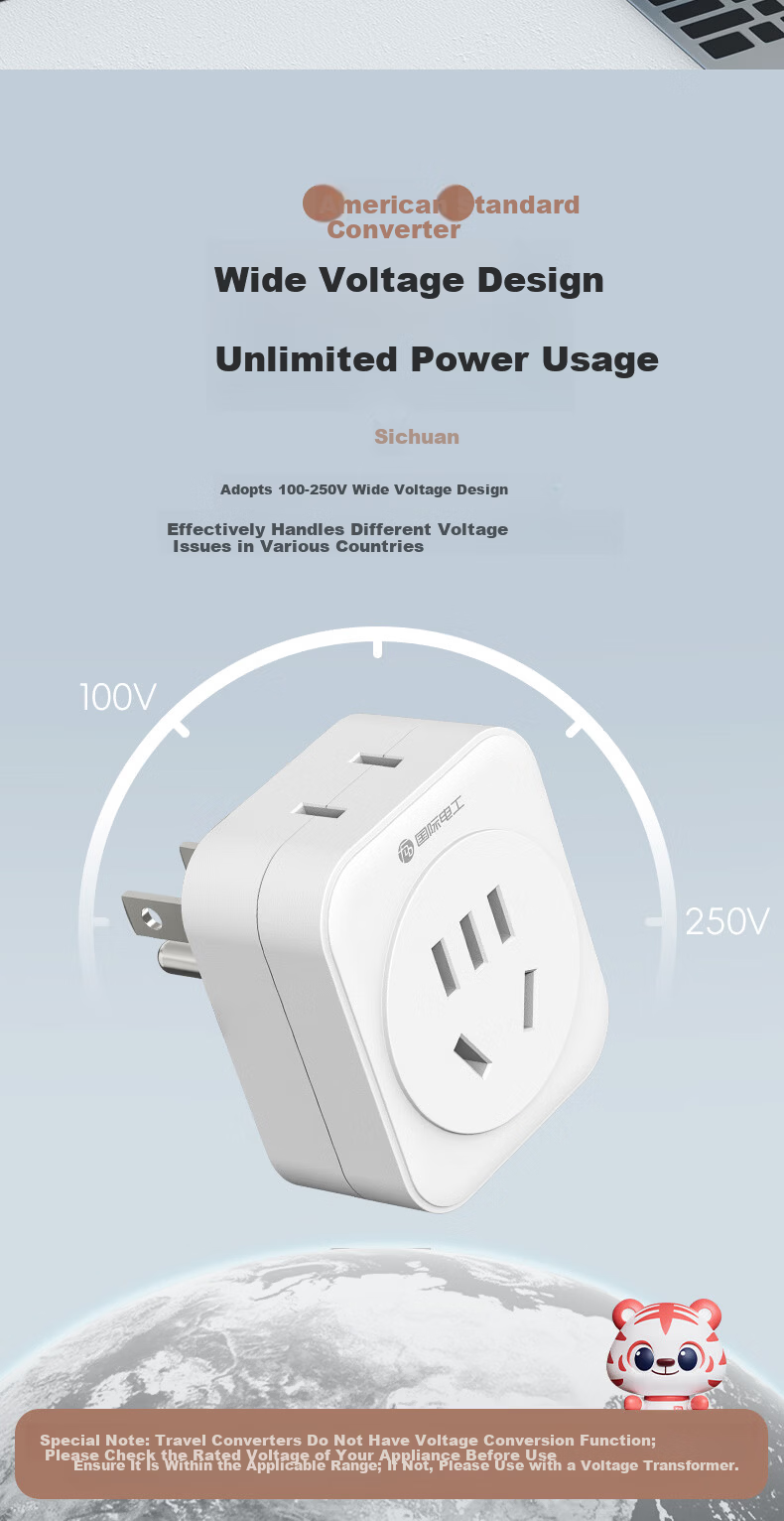 International Electrical American Standard Conversion Plug 2500W High Power Travel Socket Adapter Converter for USA Mexico Canada Philippines Colombia 9