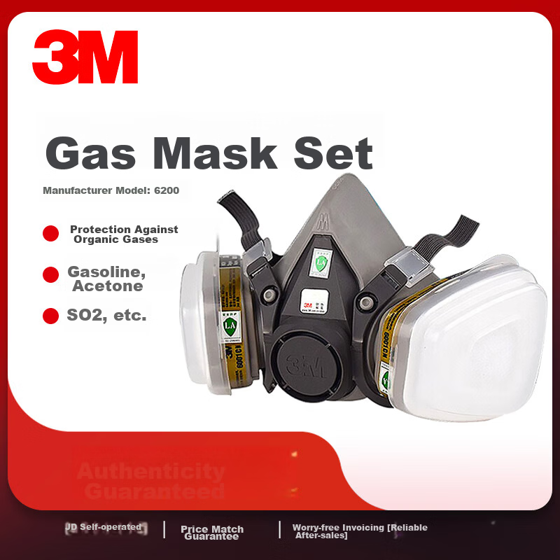 3M 6200 Gas Mask Respirator Paint Welding Protection Activated Carbon Dust Chemical Pesticide Mask 620E Set