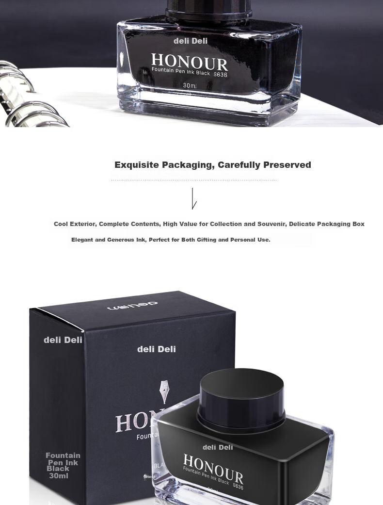 Deli 30ml Non-Carbon Black Fountain Pen Ink for College Entrance Exam 5