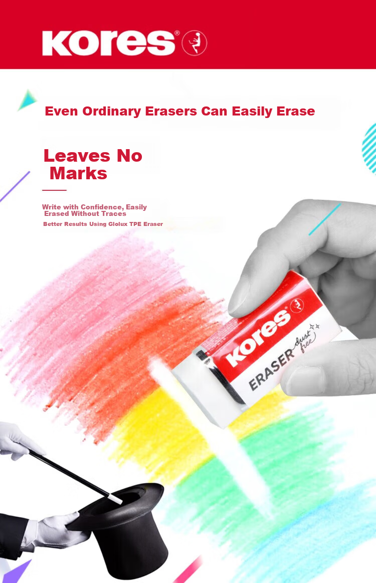 KORES Europe Colorful Erasable Colored Pencils 24 Colors Triangular Oil-Based Pencils for Kids Students Beginners Art Drawing Set 8