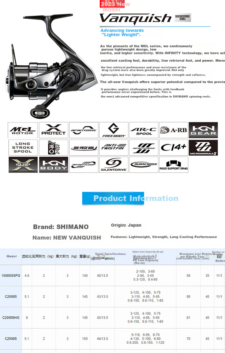 SHIMANO 2023 Vanquish 4000XG All-Metal Spinning Fishing Reel Long Cast Lure Reel 2