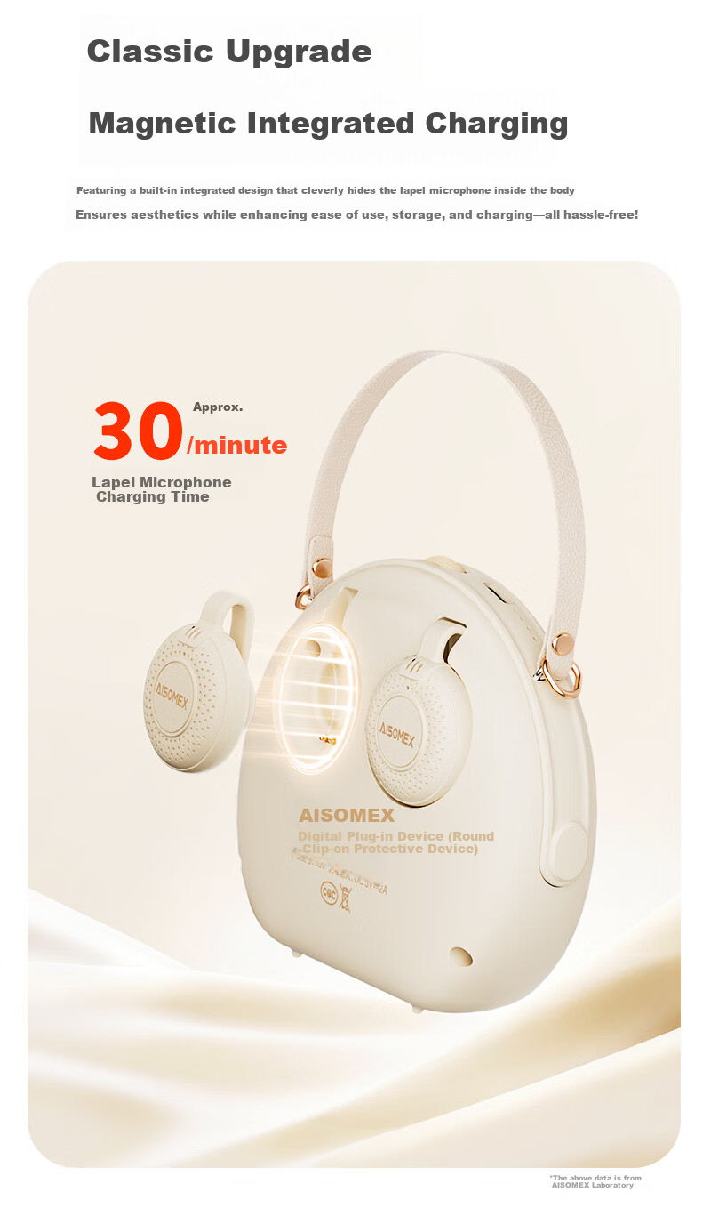 Aishuomei Little Bee Amplifier Speaker Teacher Dedicated Teaching Magnetic Clip-on Dual Microphone Tour Guide Outdoor Portable Speaker K31 Skin Color Clip-on 7