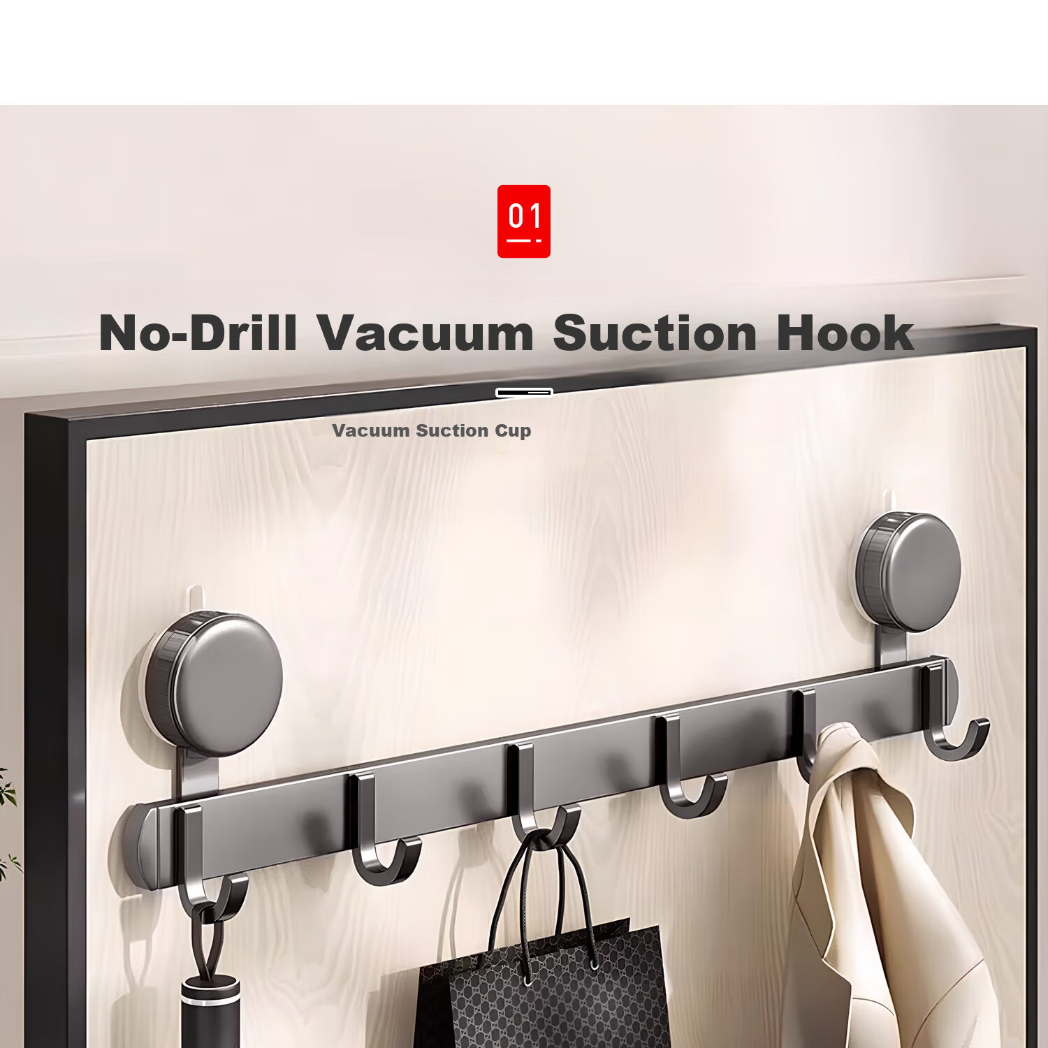 Zhifan Japanese Suction Cup Hook No Drilling Strong Load-Bearing Over Door Clothes Hanger Entry Door Adhesive Hook Kitchen Wall Storage Rack 9