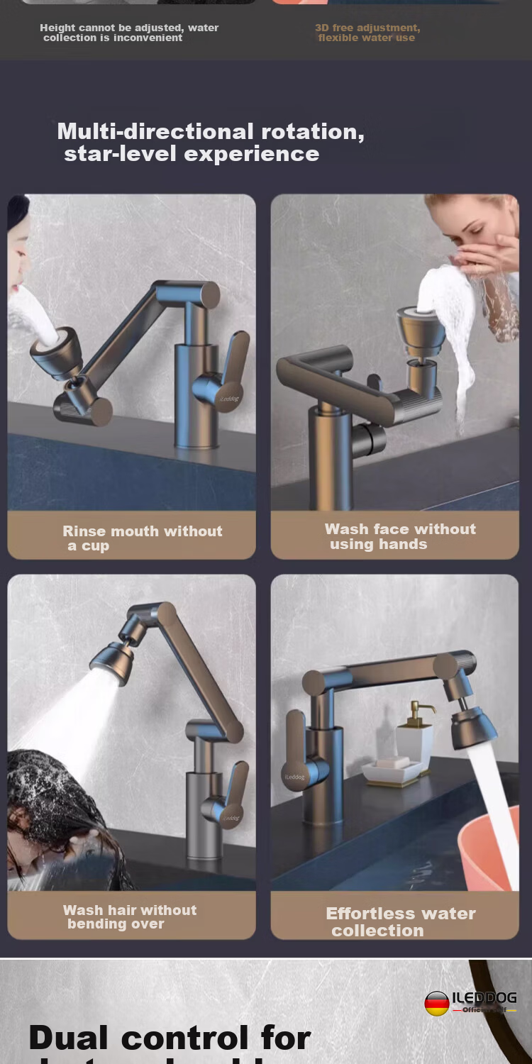 ILeddog [Germany] All-Copper Body Bathroom Sink Faucet Household Hot and Cold Tap CFLT-GY2D 4