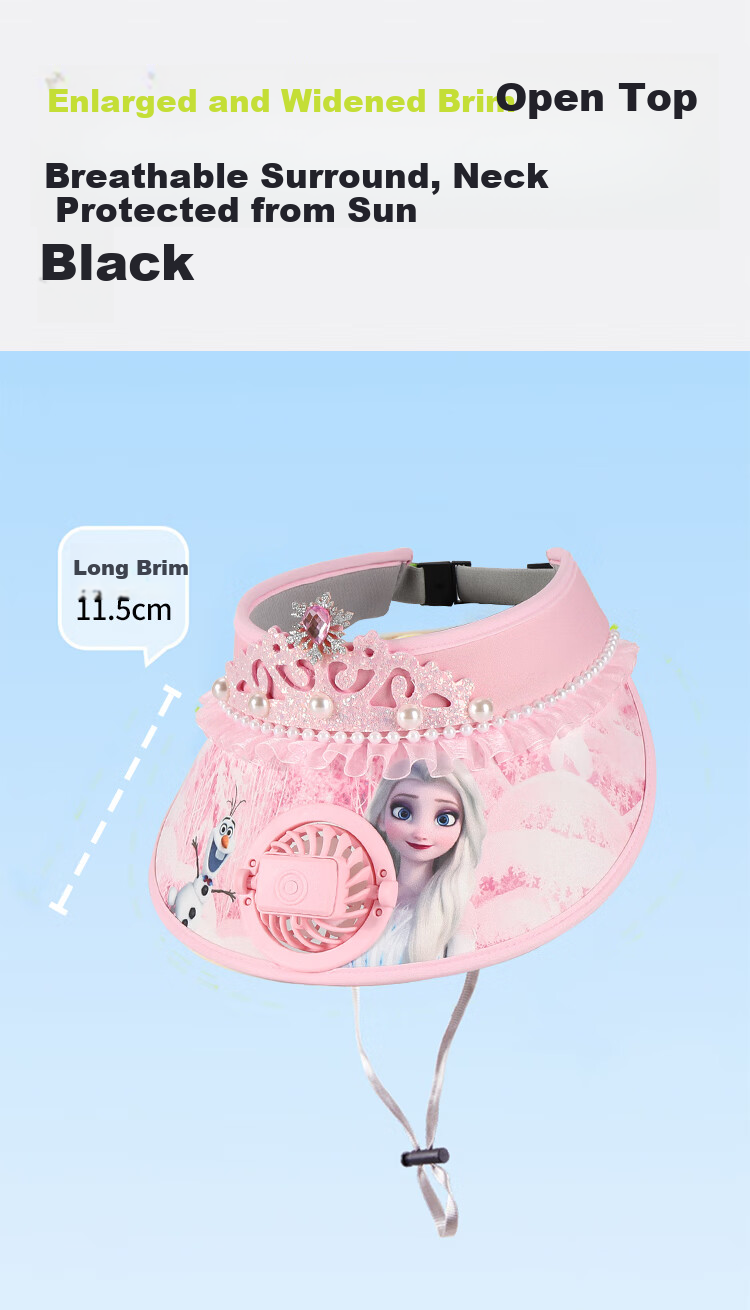 Disney Kids Summer Sun Protection Fan Hat for Girls Open Top Wide Brim DSP60025 Pink 3