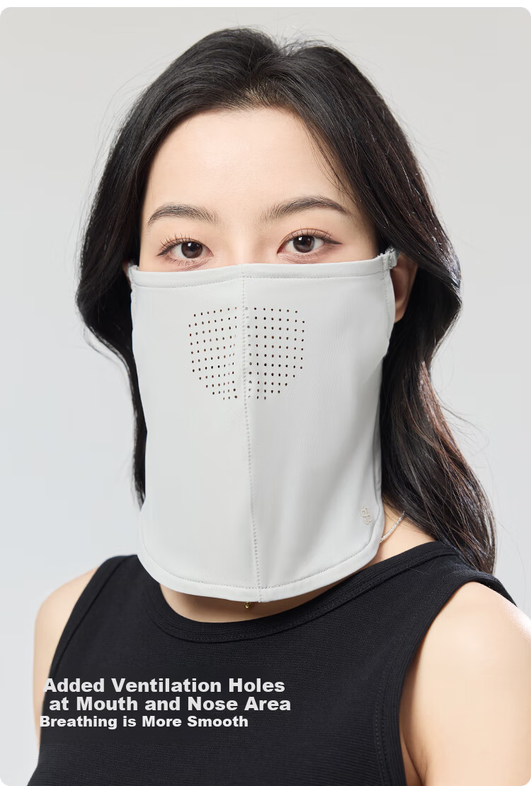 JIUMU Ice Silk Sun Protection Face Mask for Women Summer Outdoor UV Protection Breathable Full Face Ear-Hook Mask for Driving 7