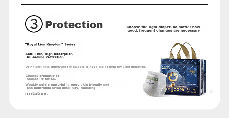 Babycare Royal Lion Kingdom Mild Acid Pull-Up Diapers Box XL30+2*4 Packs 12-17kg Baby Skin-Friendly Diapers 38