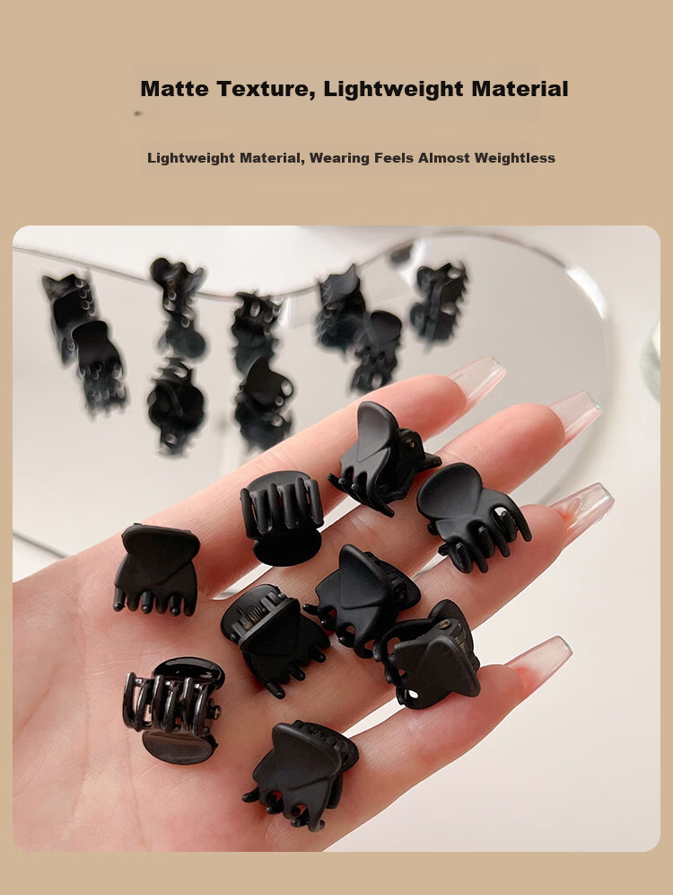 MEIFUYU Black High Ponytail Hair Claw Clip 10-Piece Set Small Pumpkin Clips Shark Clips for Back of Head WH7247 3