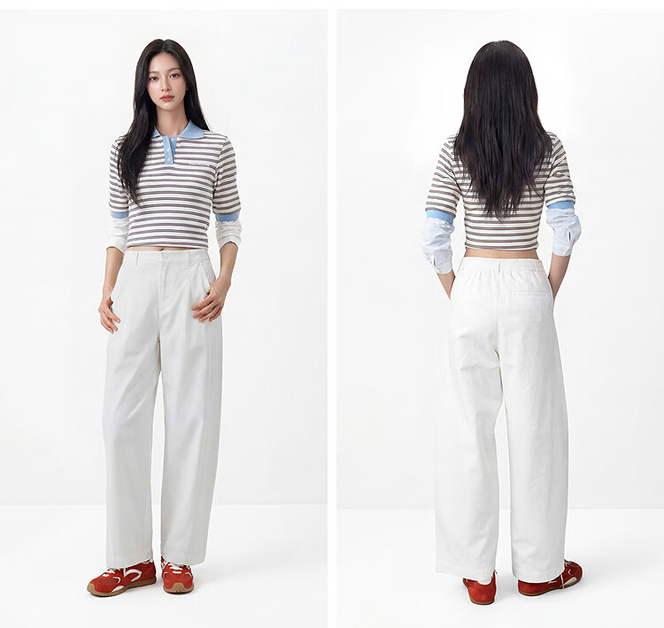 Semir Women's Casual Pants Autumn Loose Curved Long Pants Semi-Elastic Waist Split Leg Lengthening Curved Blade Pants 101525127012B 15
