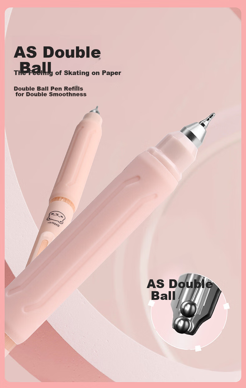 Kabaxiong Soft Rubber Sleeve, British Style High-Quality Pen for Primary And Secondary School Students' Practice, Smooth Gel Ink Pen CS Black Double Ball Tip Comfortable Skin-Friendly Ballet Story 6