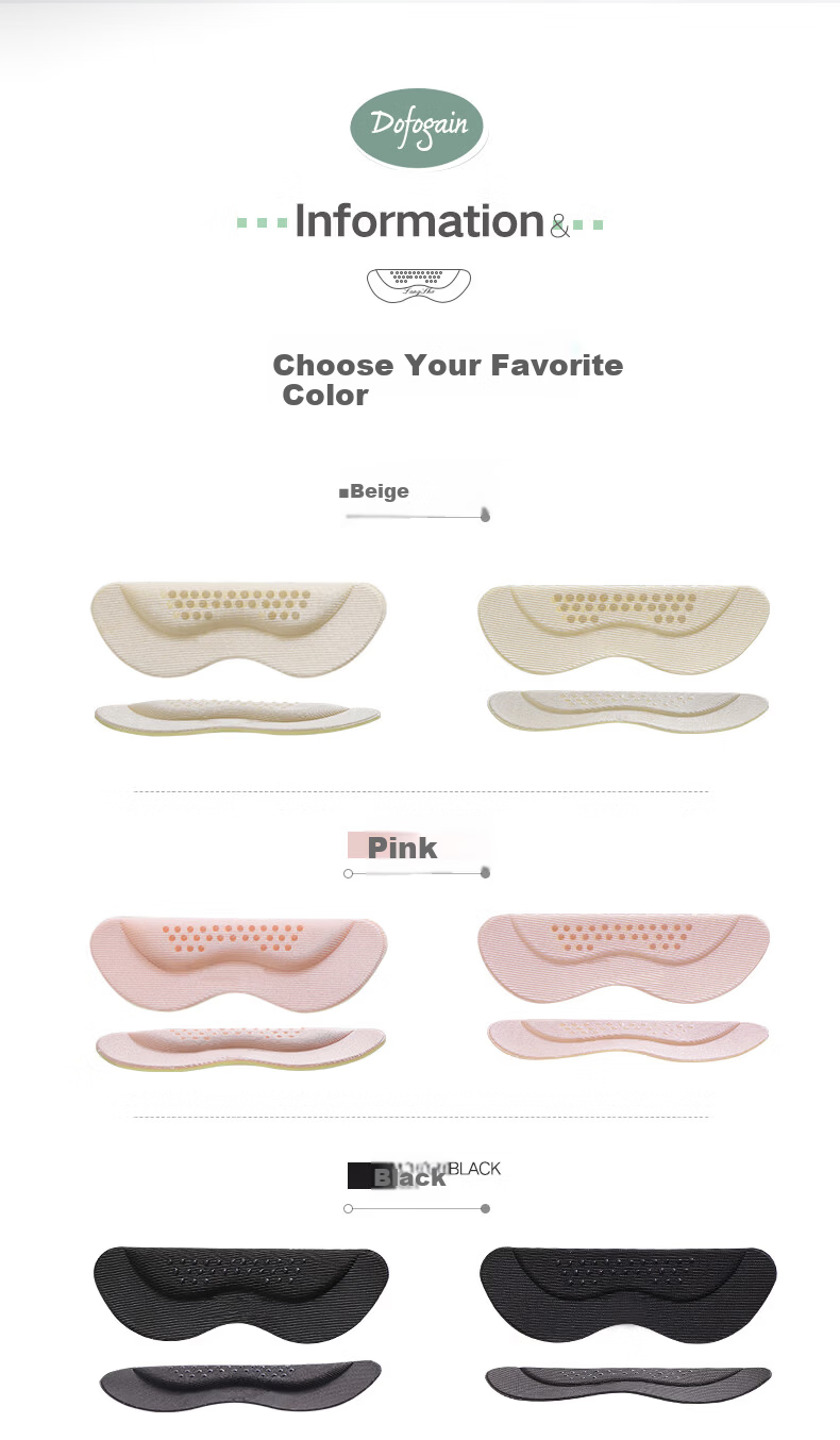 Oriental Footprint 3 Pairs Heel Pads Anti-Slip Anti-Friction High Heel Insoles Women's Shoe Heel Stickers Black 11