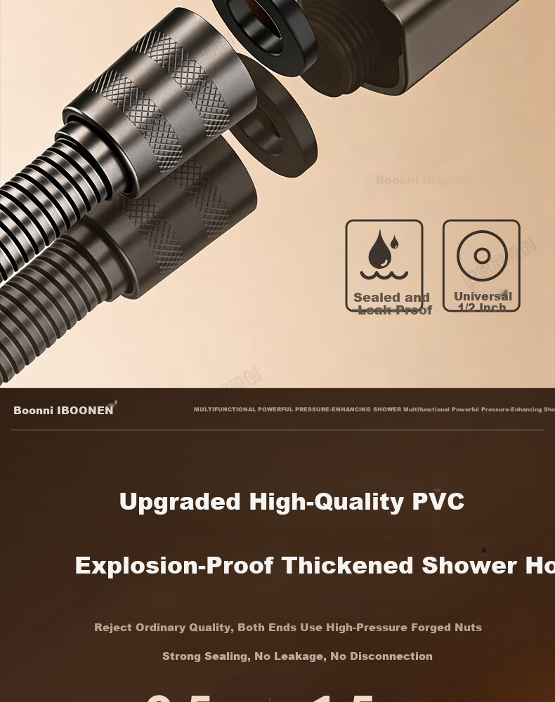 BOONEN High-Pressure Shower Head Home Bathroom Shower Faucet Pressurized Large Water Flow Rainfall Showerhead 18