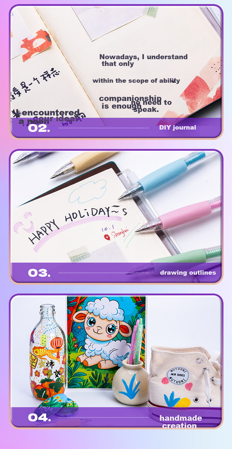 M&G Click Colorful 0.5mm Gel Pen Acrylic Marker Ins Style Painting Pen for Elementary to High School Students Black/6pcs AGPUC502 11