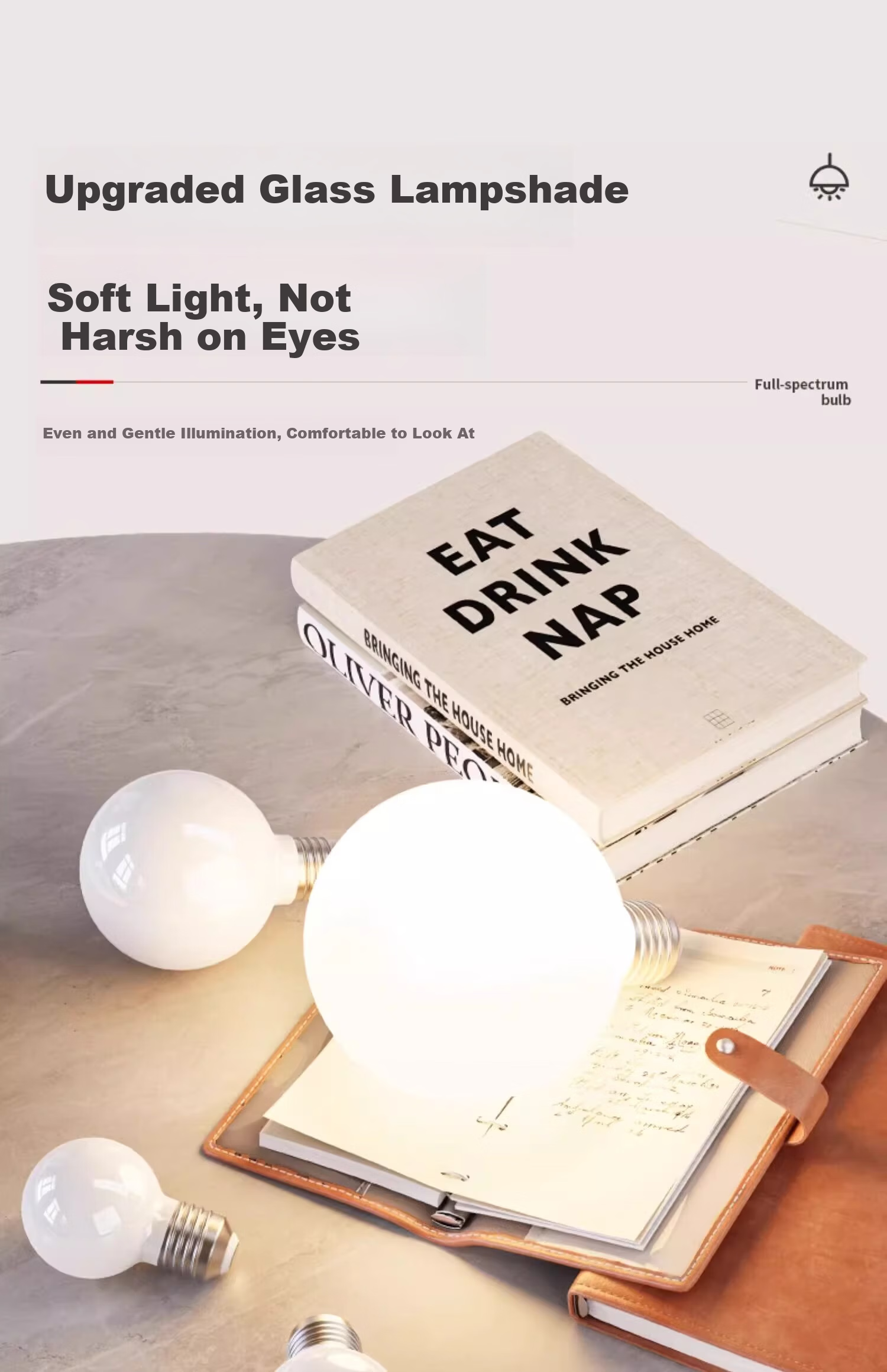 Labota Eye Protection LED Bulb Full Spectrum Dragon Ball Bulb Three-Color Light Study Desk Lamp Bulb E27 Screw Base 15W Three-Color 5