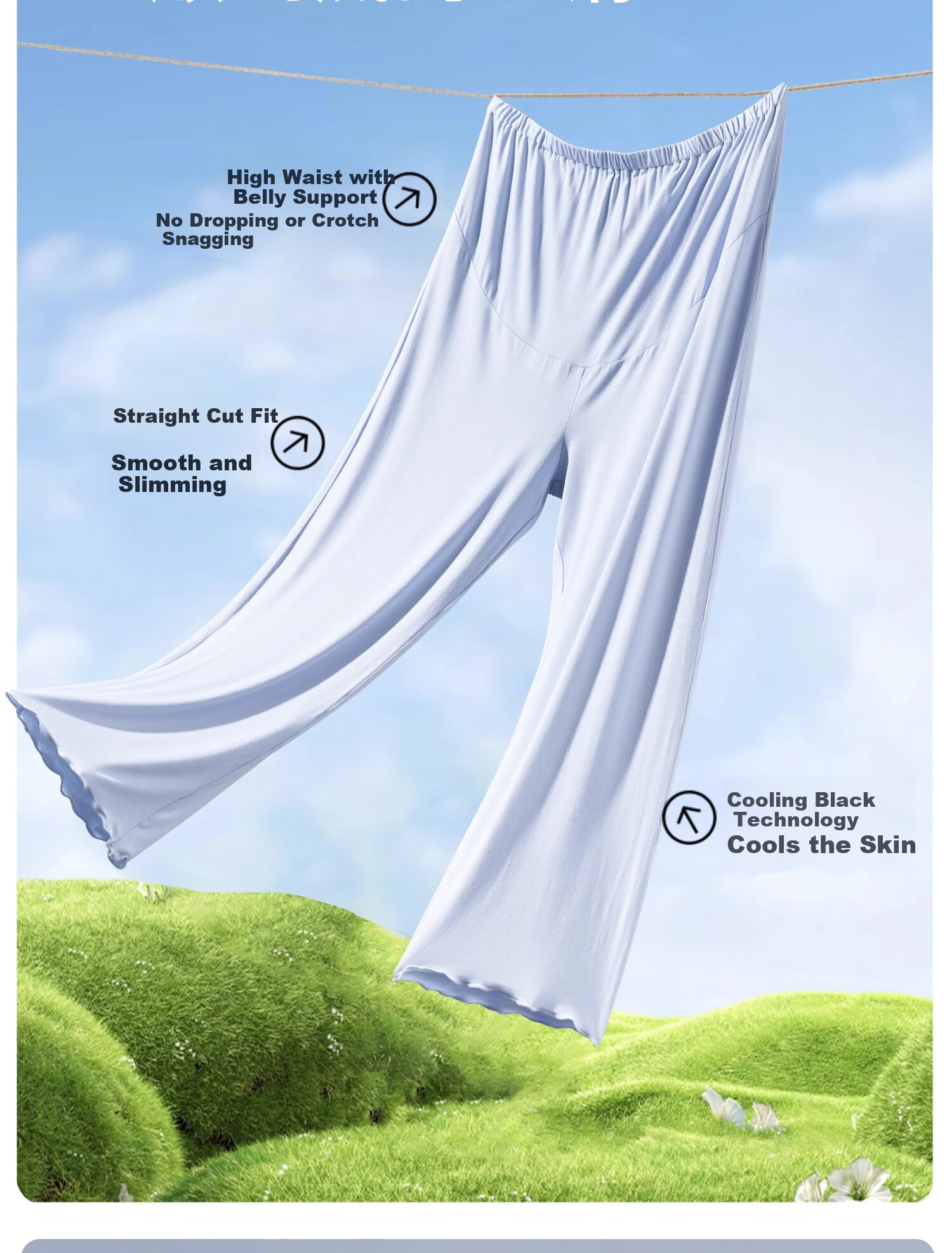 FENYE Maternity Sleep Pants Summer Thin Soft Modal Home Pants Adjustable Pajama Pants Green L 3