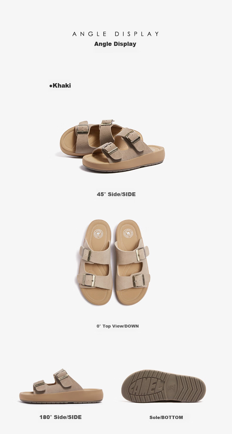 CAMEL Soft Bag 2nd Generation Square Buckle Women's Slippers Thick Sole Birkenstock Style L26M504048A Camel Color Size 36 4