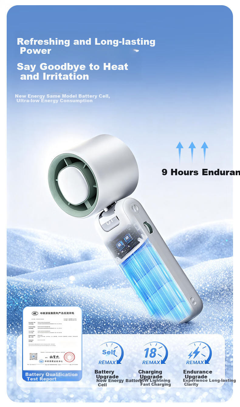 CHIGO Handheld Mini Fan Portable High-Speed Small Desktop Foldable Powerful Long Battery Life Outdoor Neck Hanging Personal Cooling Fan for Students Office Ice Compress Food Blowing 11