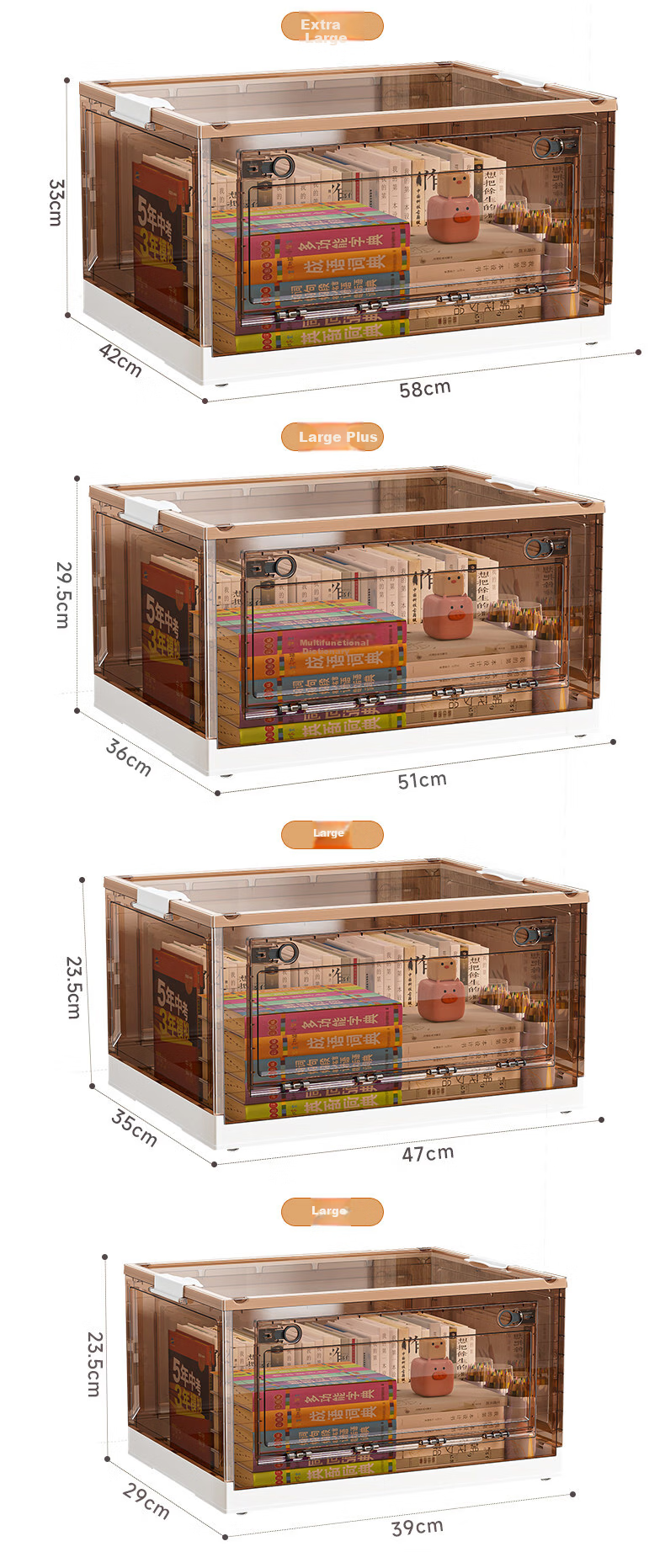 OLA XIANG Transparent Storage Box Student Book Organizer Household Clothes and Toys Storage Container Thickened Storage Basket Storage Solution 5