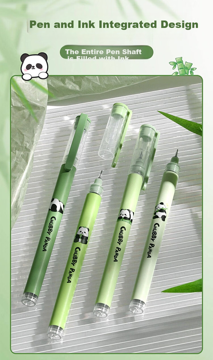 Jiamo Liquid Ink Neutral Pen Quick-Dry Smooth Black High-Value Multi-Theme Student Exam Pen Liquid Rollerball Pen - Panda Fat 5