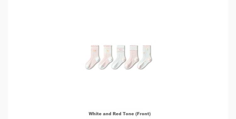 Balabala Kids Summer Breathable Mesh Short Socks Unisex Soft Elastic No-Show Socks 5 Pairs Pack 7
