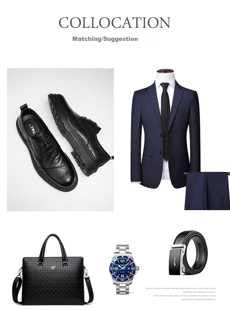 Bull Family New Men's Leather Shoes Business Casual British Style Spring Autumn Groom Wedding Formal Shoes 7