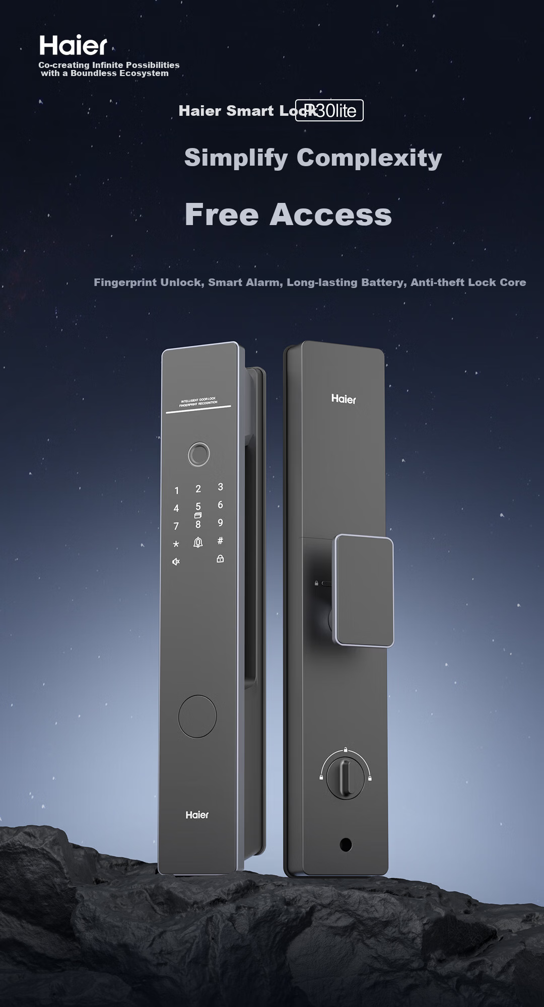 Haier Smart Door Lock P30lite Fully Automatic Fingerprint Password Lock Home Entrance Anti-theft Electronic Lock C-Level Lock 1